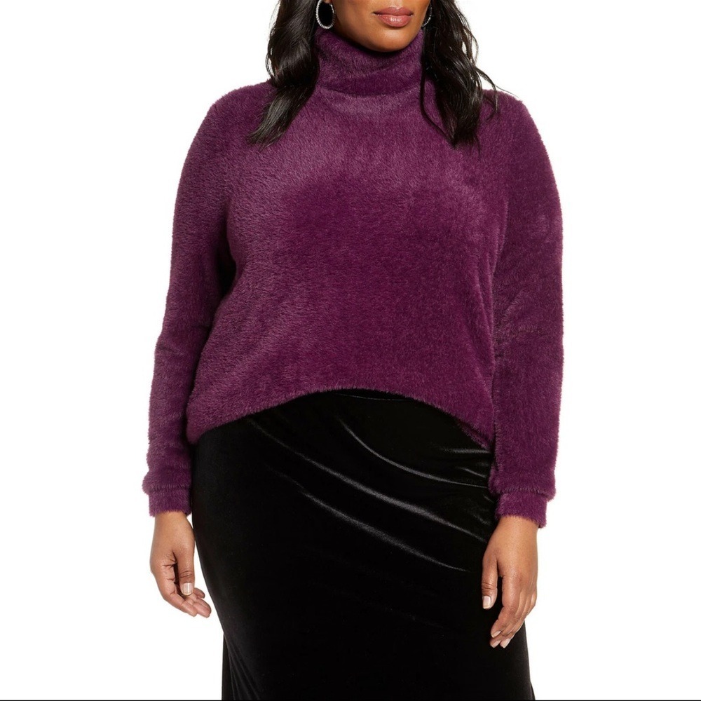 Halogen‎ Mauve Purple Fuzzy Turtleneck Pullover Sweater